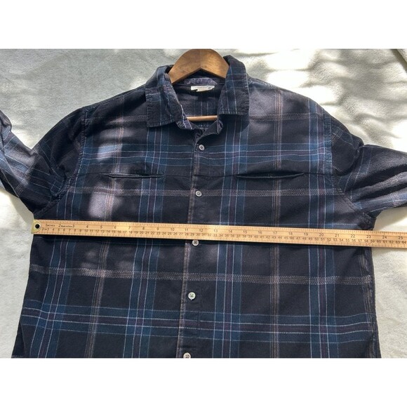 Carbon 2 Cobalt Mens Shirt Large Button Up Plaid Corduroy Black Blue Pockets - Picture 6 of 9